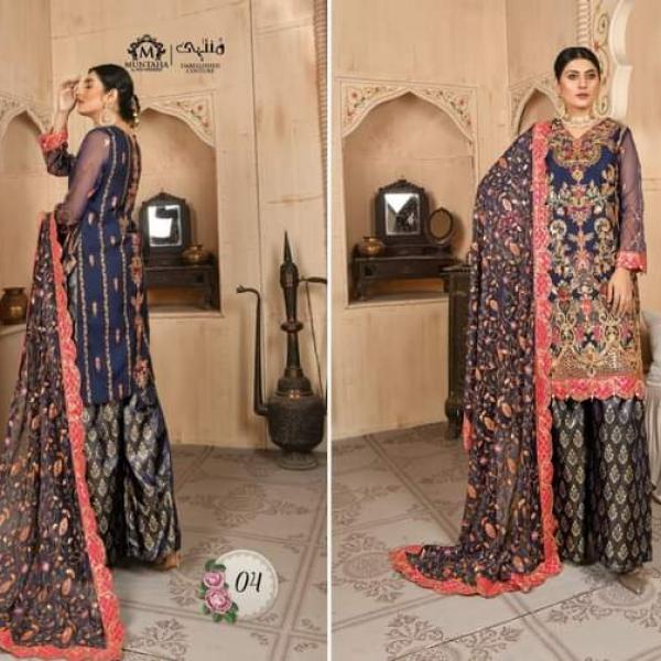 Senoritta Stitched Dual Tone Organza Blue