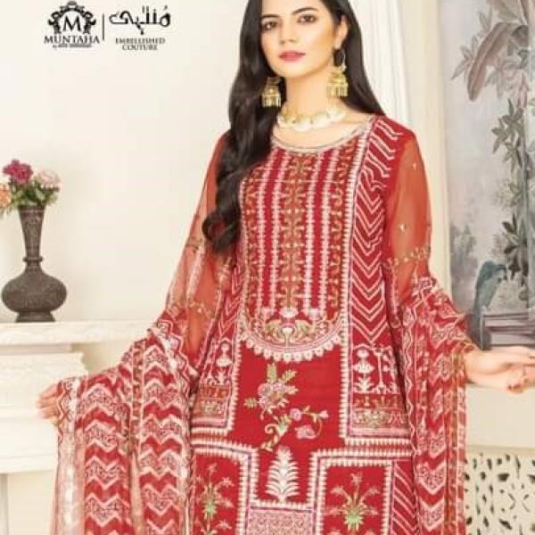 Senorita Stitched Organza Red