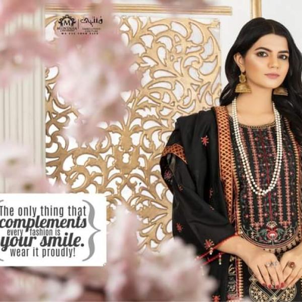 Momina's Stitched Paper Cotton BLACK