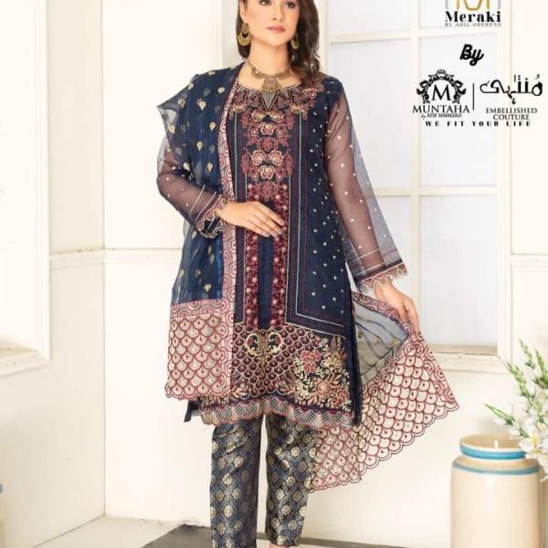 Rosalie Stitched Organza Blue