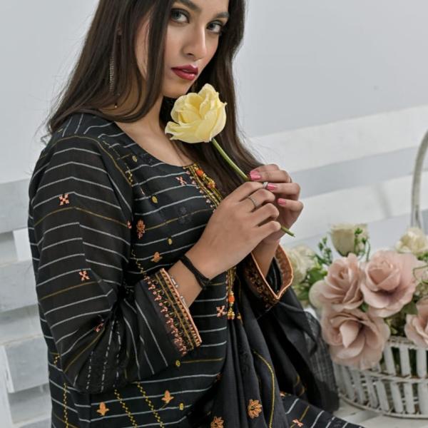 Black Cotton Suit Haseen Ehsas