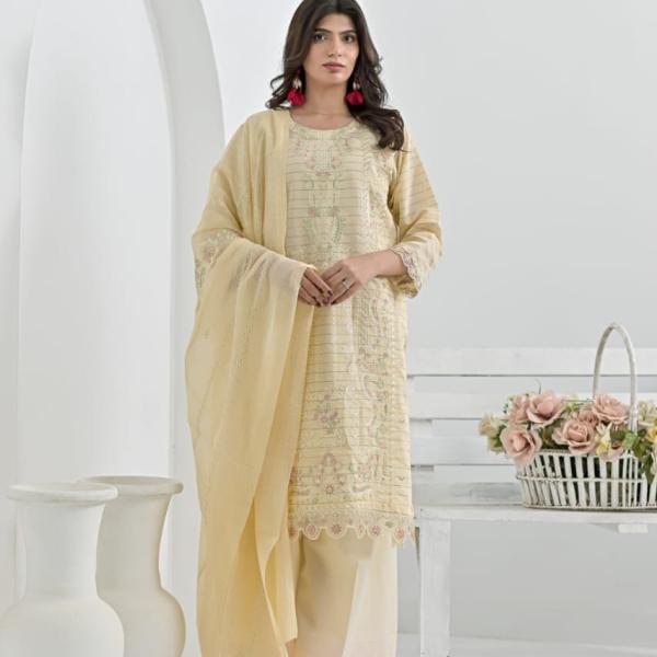Half White Cotton Suit Haseen Ehsas