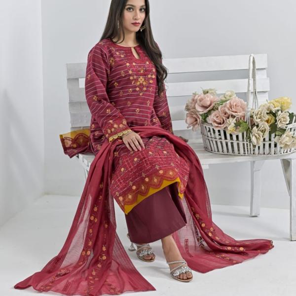 Red Cotton Suit Haseen Ehsas